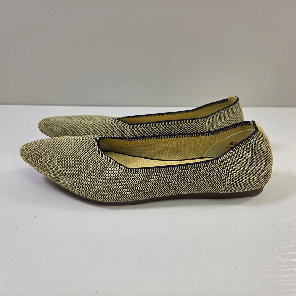 Frank Mully Womens JS023 Knit Pointed Toe Ballet Flats Tan Black Size 9.5